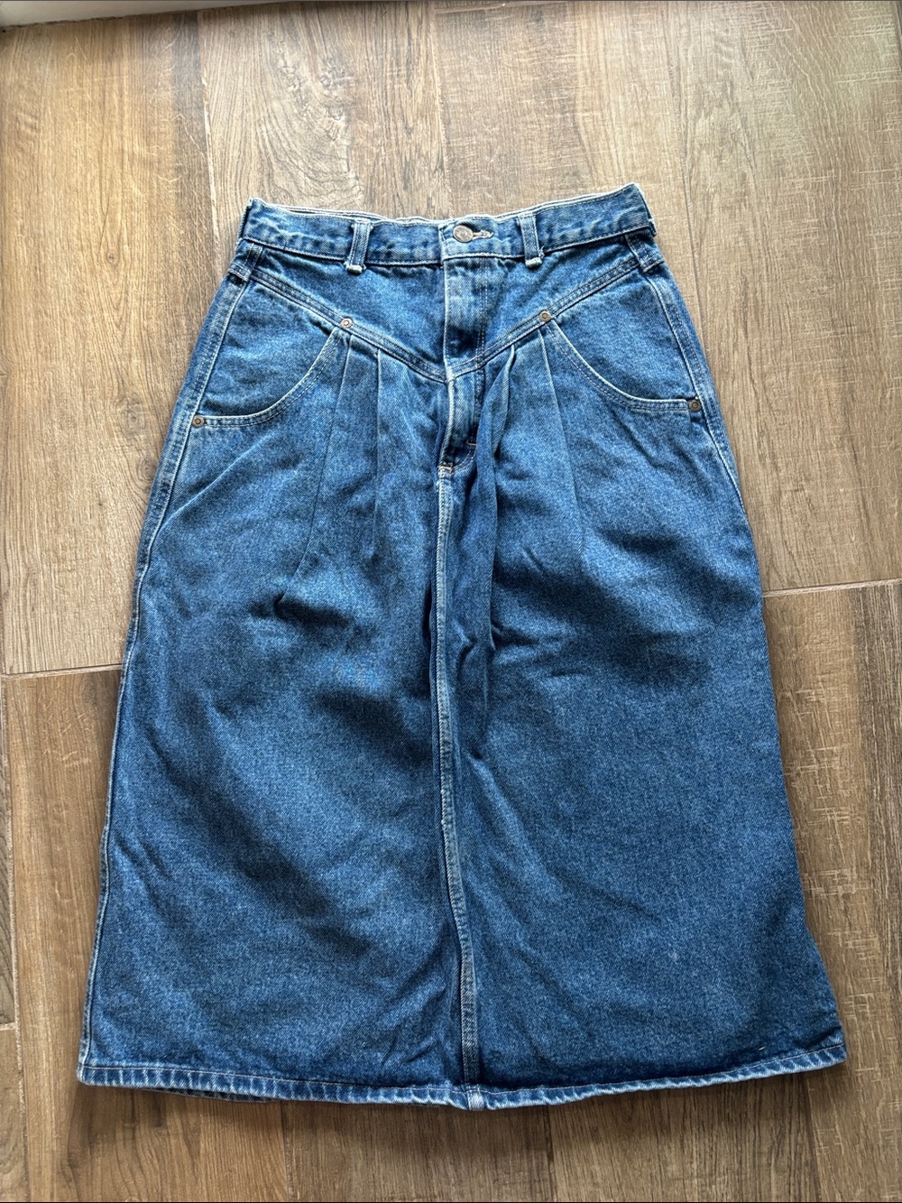 Zena Made In USA Vintage Blue Denim Midi Skirt